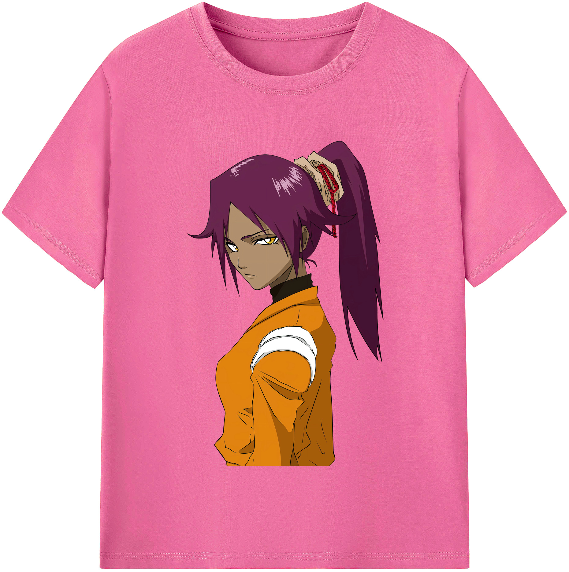 （画像用） ブリーチ 四楓院 夜一（しほういん よるいち） BLEACH Shihouin Yoruichi レディースカジュアルプリントTシャツ（綿100％）